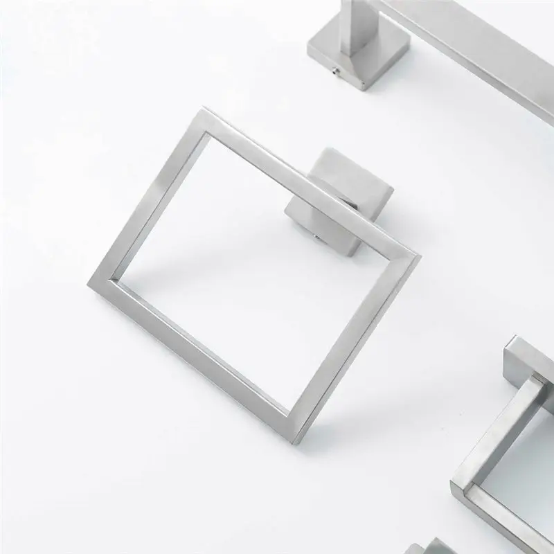 Exquisite-Stainless Steel Square Towel Ring Bathroom Rack Towel Rack Hook Bathroom Hardware Storage Accessories 16X13mm