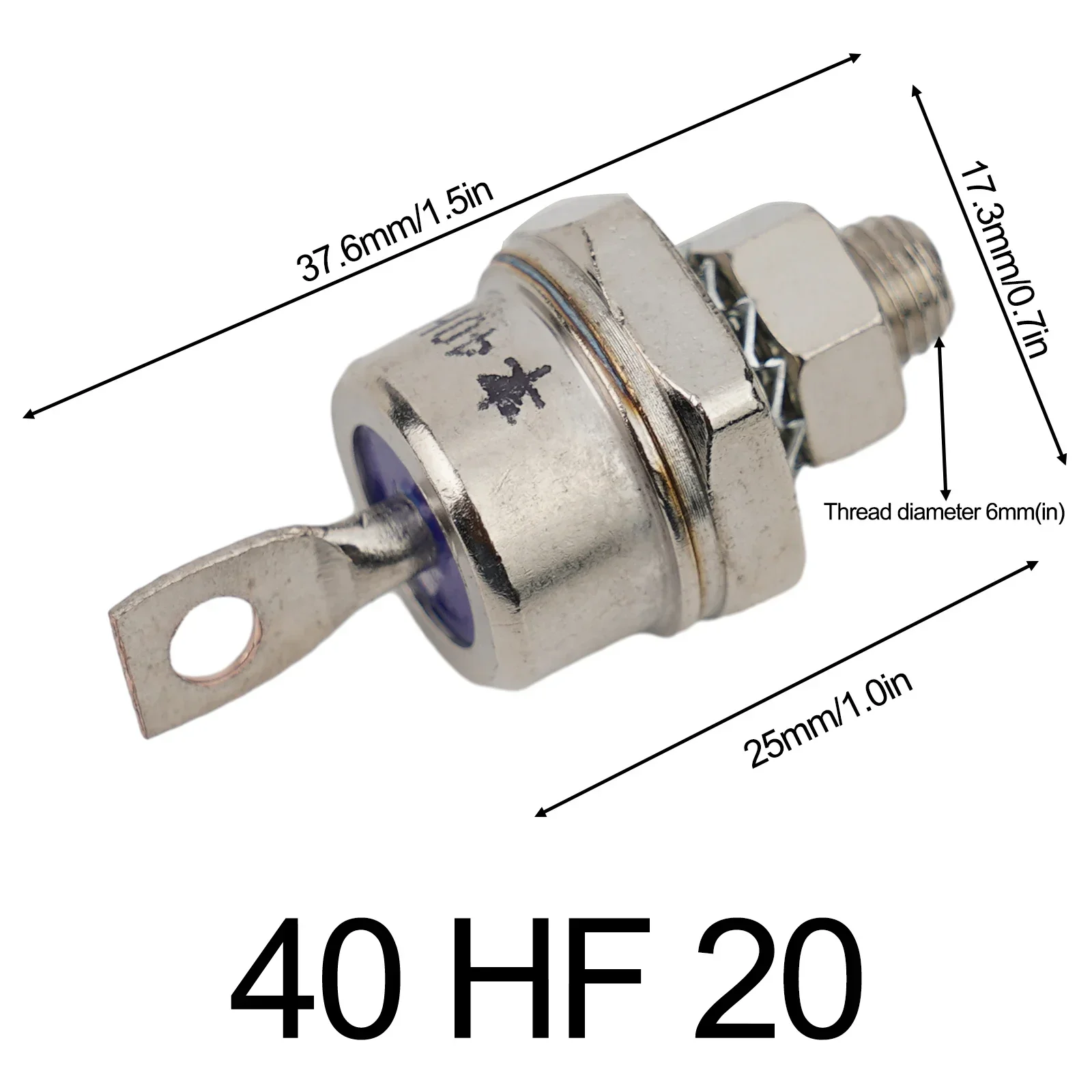 Imagem -03 - Diodo Retificador de Parafuso Prisioneiro 85a 70a 50a 40a 25a 1200v Cátodo Positivo Ânodo Negativo Rectificador de Diodo de Montagem 2585hf Hfr 120