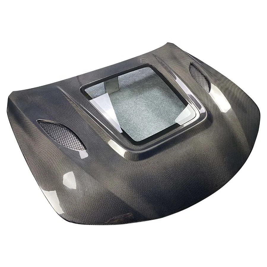 New Carbon Fiber Hood with Transparent Glass for Alfa Romeo Giulia 2017-2026 Bolt-On Installation Includes Bolts 100% Fit