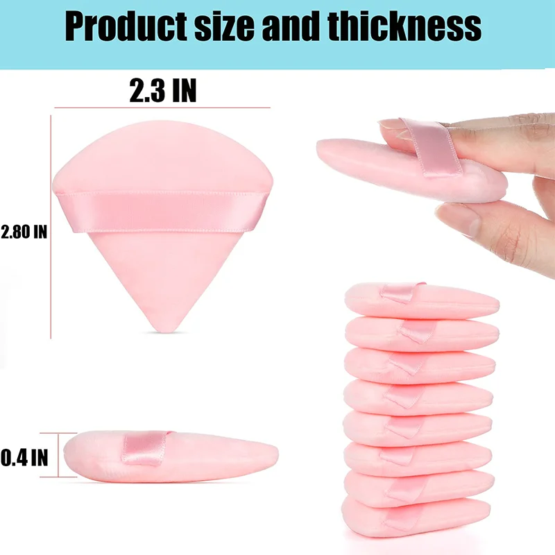 1pc 2.8×2.36×0.4in Pink Velvet Triangle Puff - Soft & Fluffy Dual-Use Powder Puff with Finger Strap, Ideal for Loose Powder - Image 6