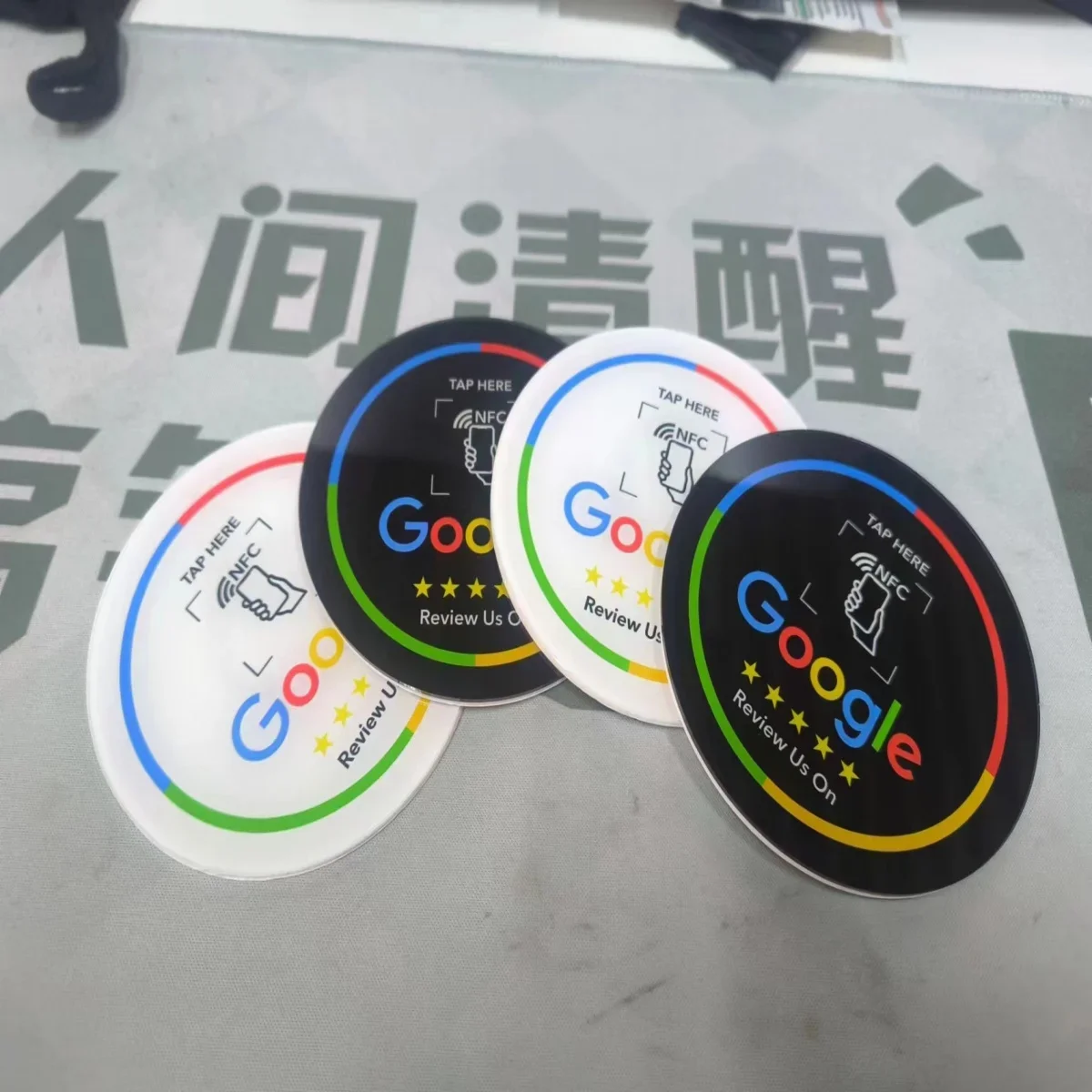 13.56Mhz Programmable Google Round Review Card NFC Round Card NFC Google Review display Round patch card brand holder