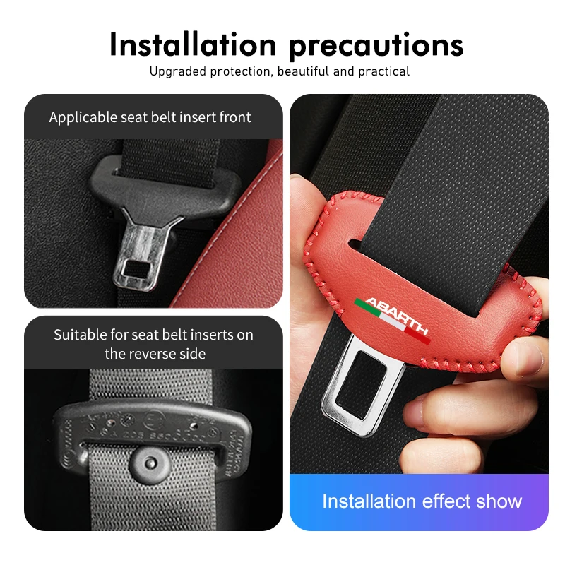 Leather Car Seat Belt Buckle Protector Anti-Scratch Fastener Clip For Abarth Viaggio Punto 124 125 500 595 695