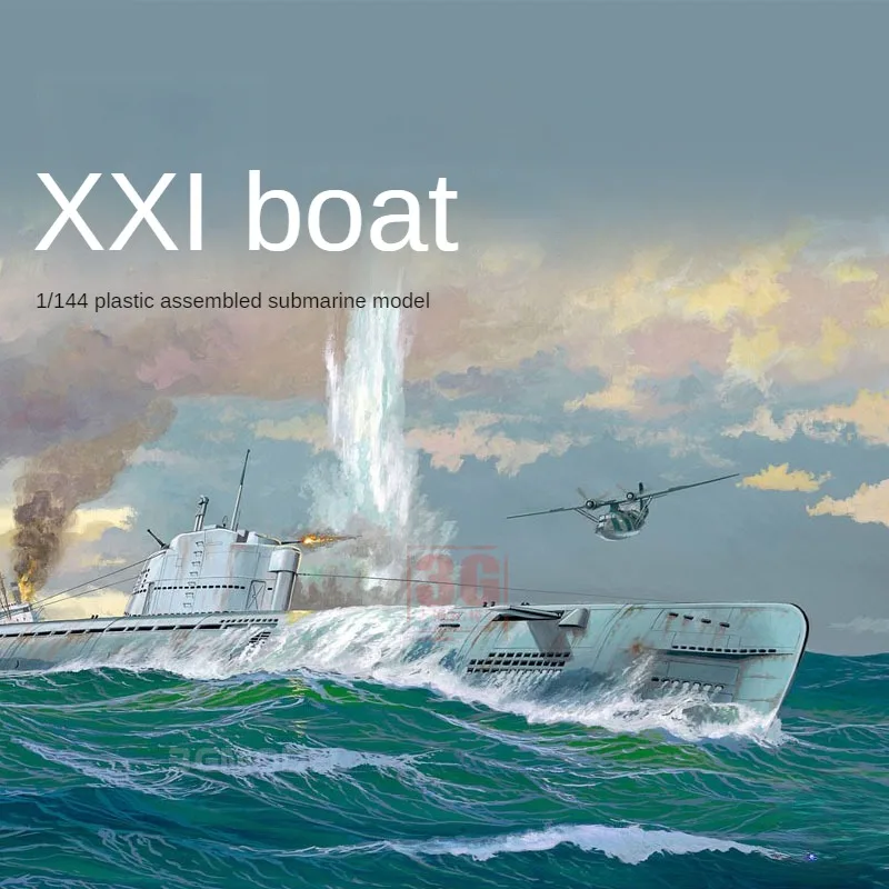 1/144 DIY Ship Model Assembly Kit 05177 Type XXI Submarine Boy Gift Collection Model Toys