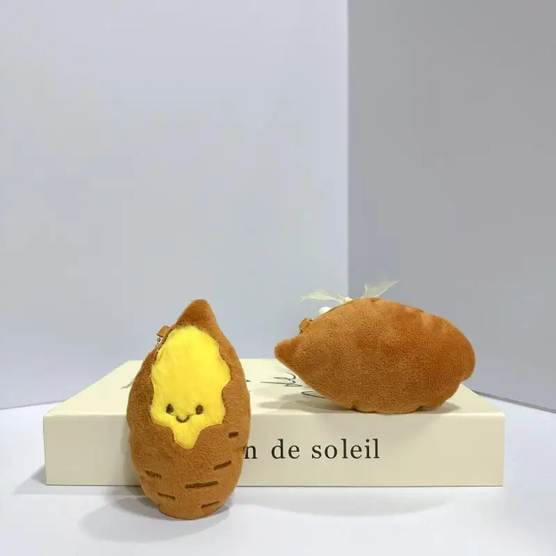 Bezaubernder kreativer heller Schatten, roher Süßkartoffel-Plüsch-Schlüsselanhänger; Cartoon-Styled-Lebensmittel-Plüschpuppen-Anhänger, originelles Geschenkzubehör