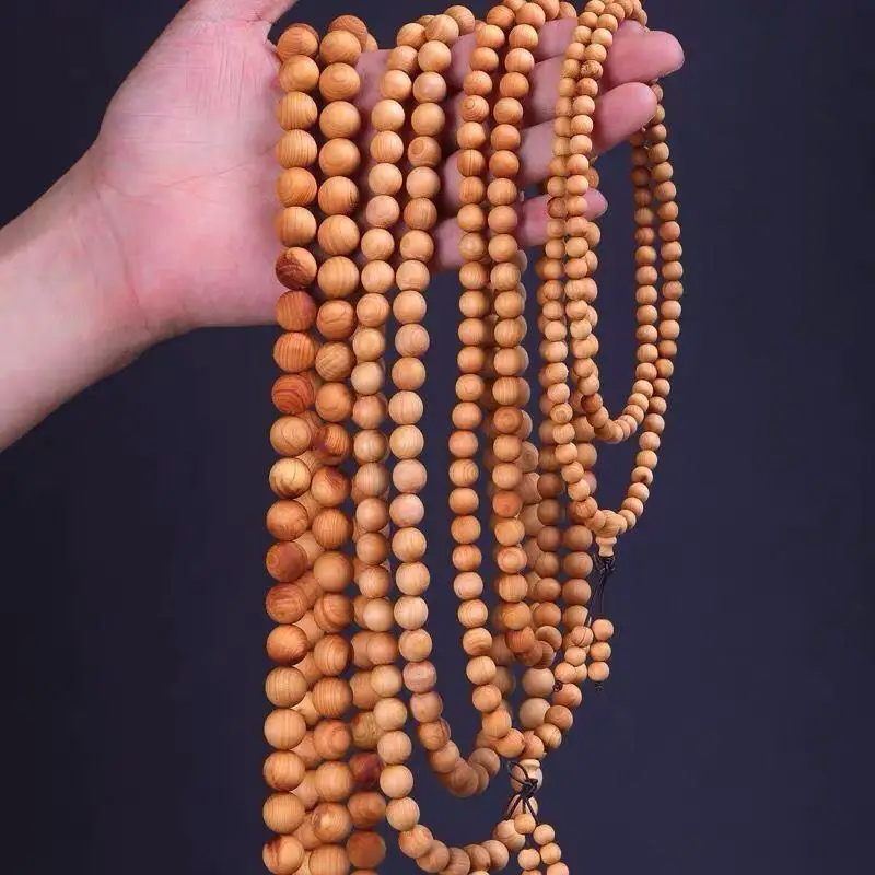 A Large Number of Wholesale Natural Taihang Thuja Sutchuenensis Bracelet108Wooden Prayer Beads Bracelet without Burl Rift Grain