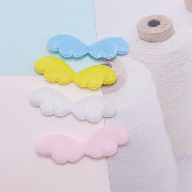 42Pcs 6x2CM Felt Angel Wing Padded Appliques For Children Hat Sewing DIY Headband Hair Clip Accessories Patches