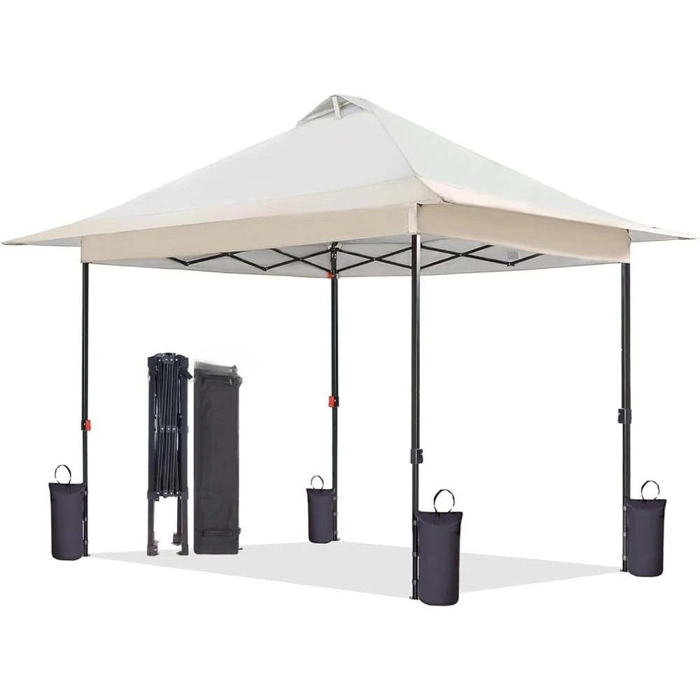 10x10 ポップアップキャノピーテント、クイックオープンフレーム付き屋外サンシェードキャノピー、ビーチキャノピーテント