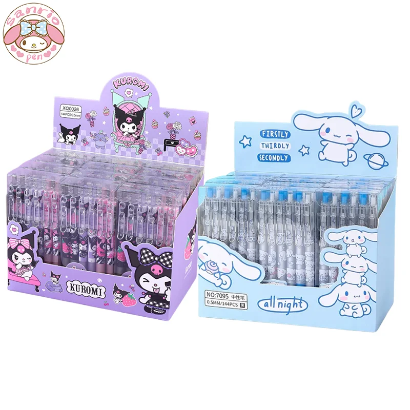 Sanrio 12pcs Cartoon Gel Pens Kawaii Cinnamoroll Kuromi Cute Student Stationery 0.5 Black Office Pen Student Exquisite Gift Pen