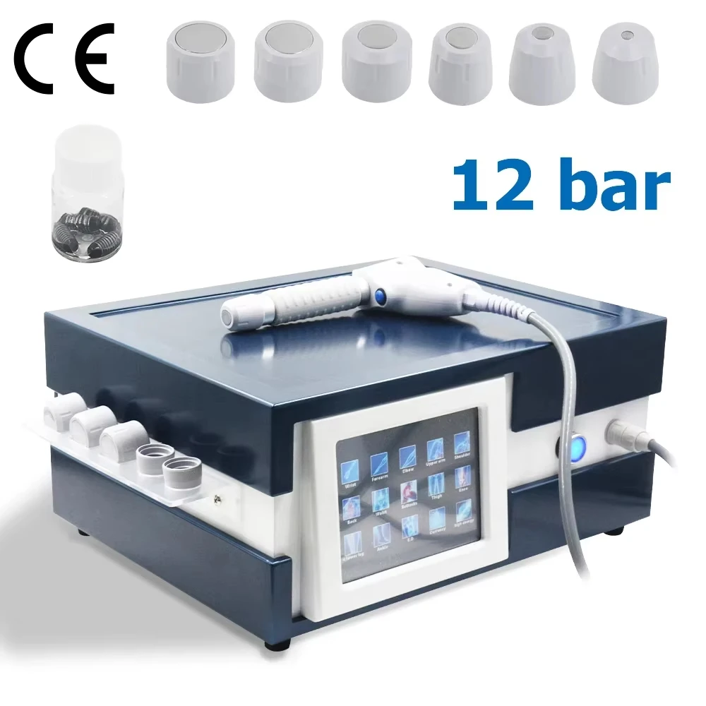 12Bar Shockwave Therapy Machine 6 Probes Extracorporeal Pneumatic Shock Waves Tennis Elbow ED Pain Relief BodyRelax Massager cho