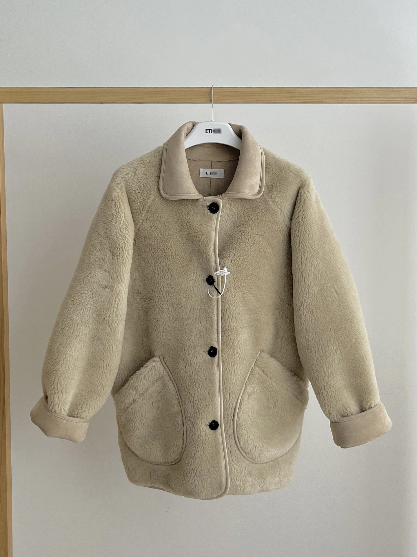 In Preon Factory Homemade Autumn and Winter Warm Loose Casual All-matching Beige Fur Outerwear Ethos Sle