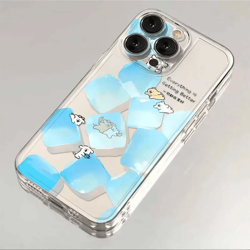 Summer Ice Cube Cute Dog Case For Samsung A06 A04E A05S A04 A55 A54 A35 A14 A15 A15 A34 A24 A23 A21S A56 M55 M54 M23 M53 M33Case