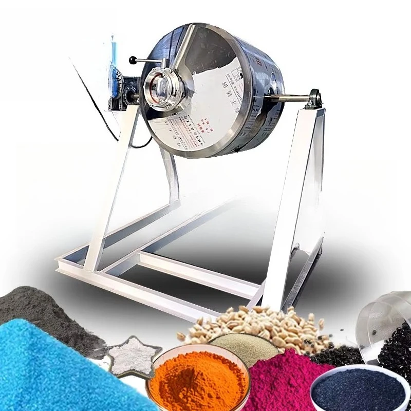

Food grade tumble mixer for even mixing of coffee, chili, tea, and milk powder