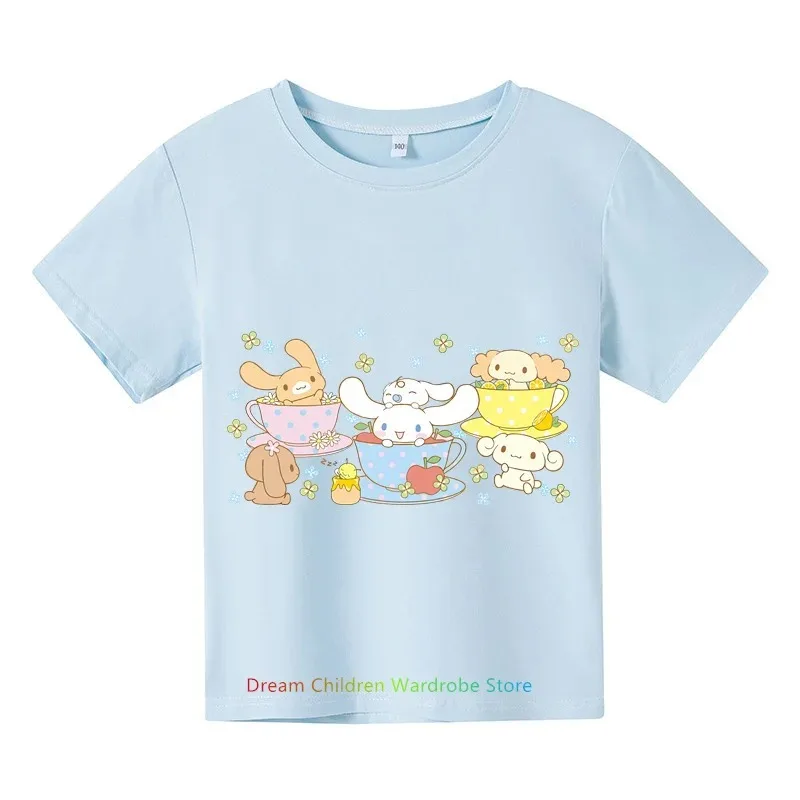 Girls cinnamoroll Tshirt Print Cartoon Casual Summer Women Short-sleeved Girls T-shirt Kids Clothes Boy Tshirt