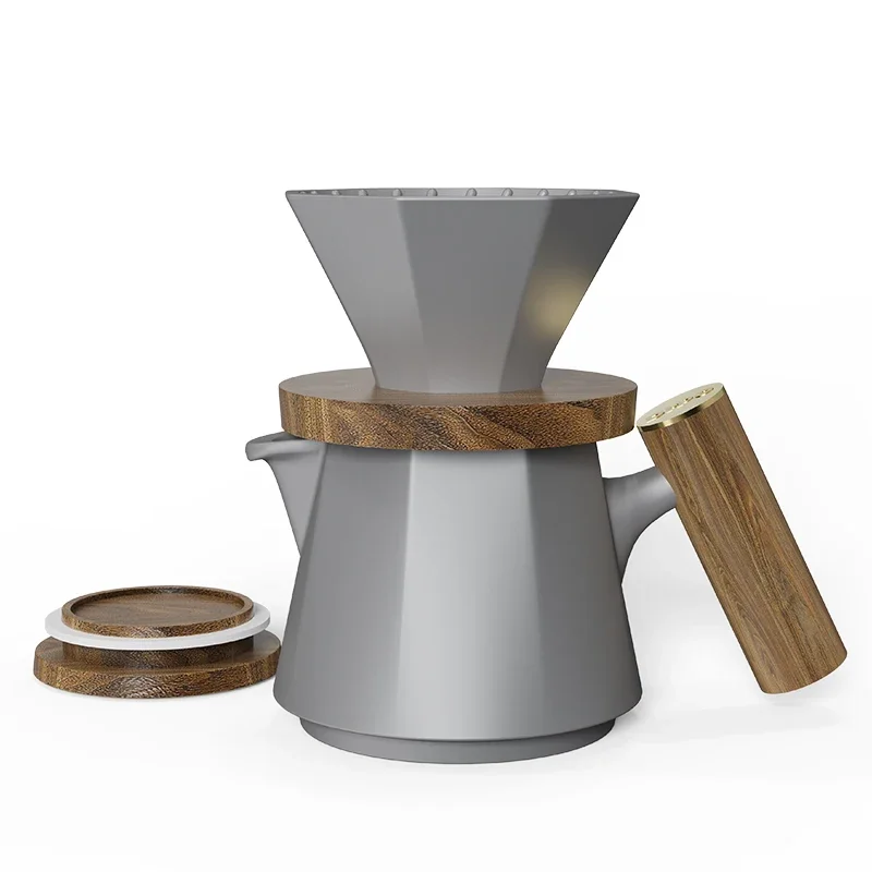 DHPO Modern Travel Coffee Maker Set With Wooden Handle