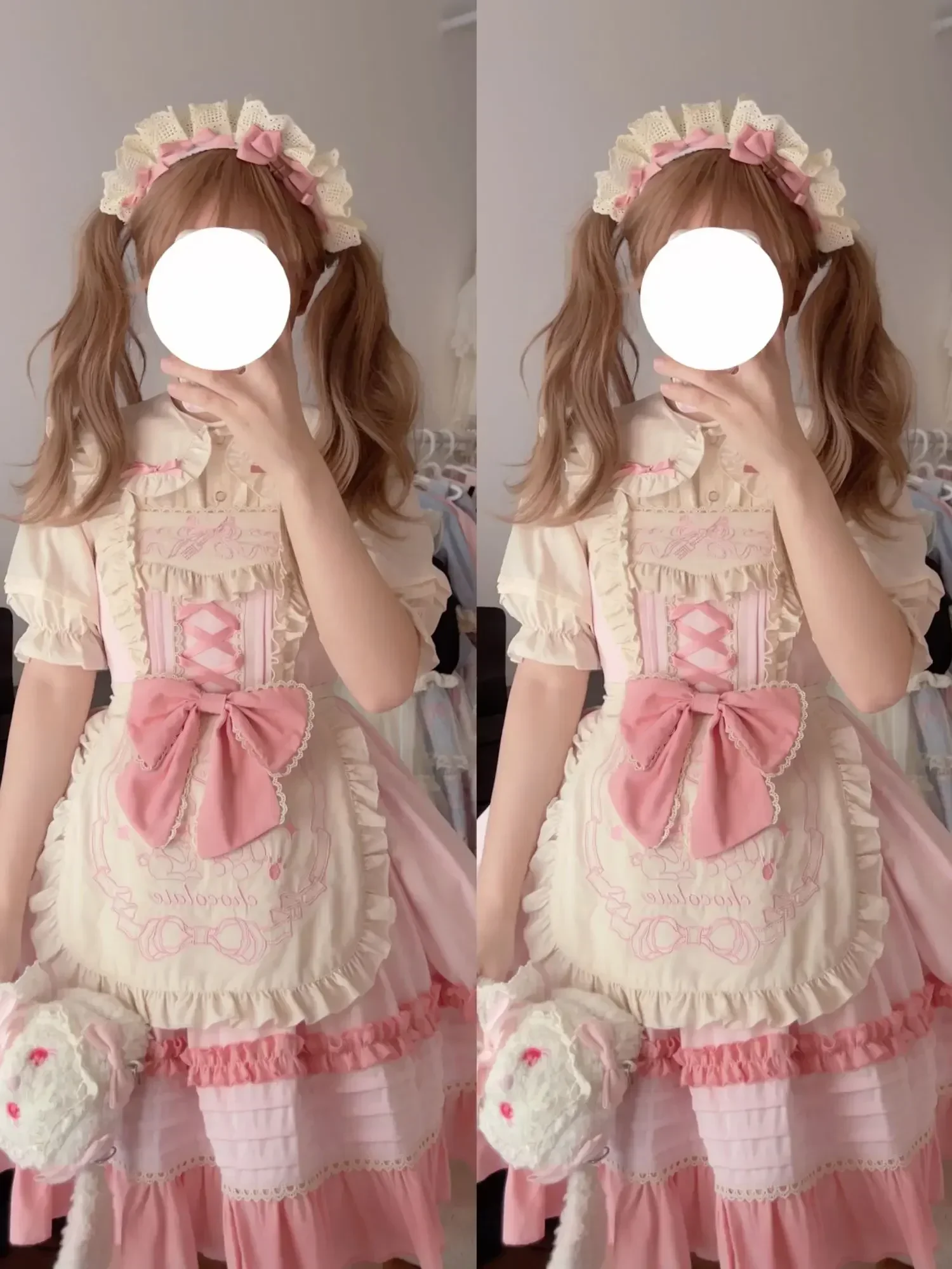 JSK-Robe à volants en dentelle pour femme, tenue douce japonaise Kawaii, chocolat menthe, nœud mignon, style Lolita, nouvelle collection, été