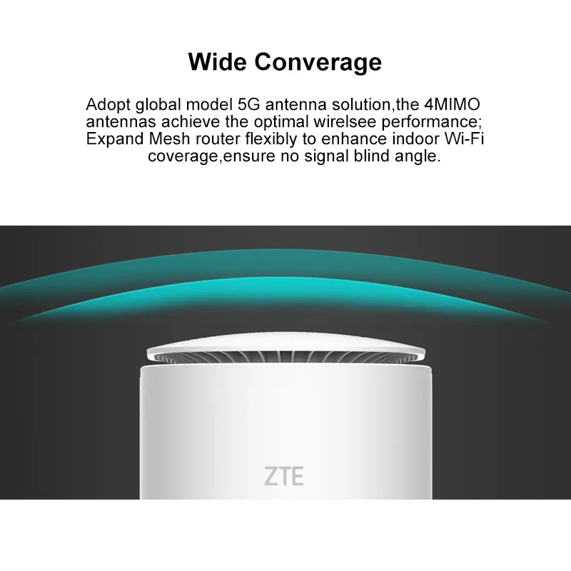 Unlocked ZTE MC801A1 5G CPE Router WiFi 6 SDX55 NSA+SA Network Signal Repeater Dual-band 1201Mbps Amplifier With Sim Card Slot