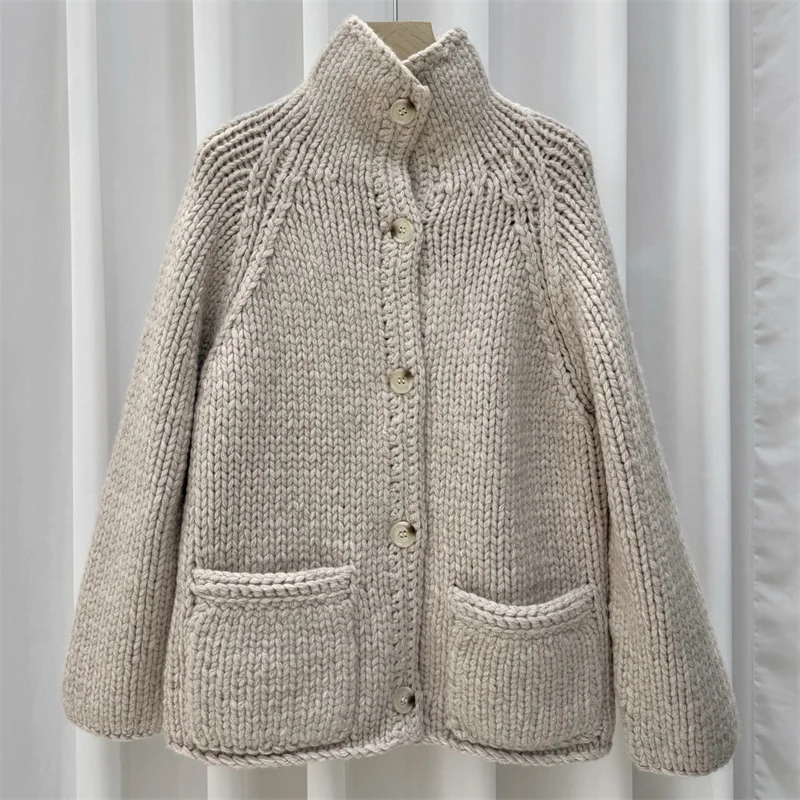 

Кардиган для женщин 2025, новый зимний эластичный вязаный облегающий топ с длинными рукавами, женский свитер из 100% шерсти, трикотажные топы для женщин