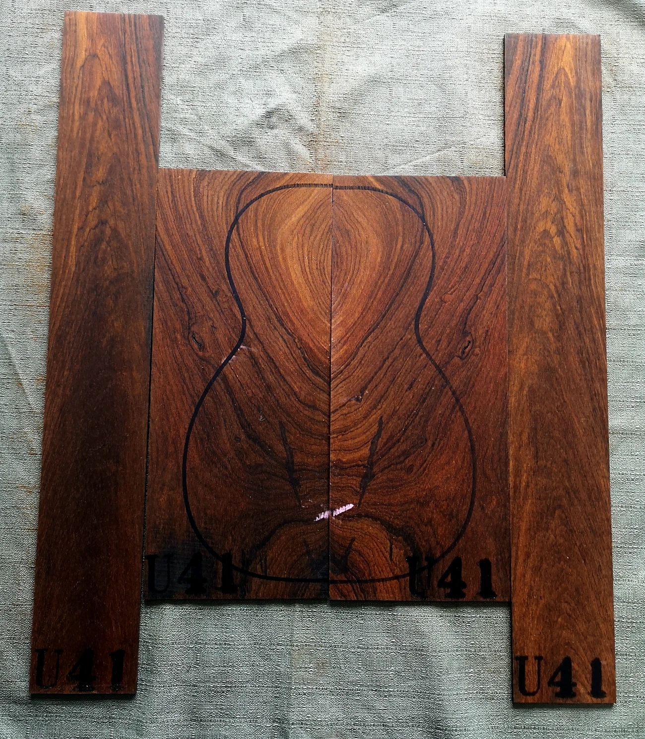 South America imported ukulele cocobollo solid wood guitar back side panel veneer guitar making material accessories