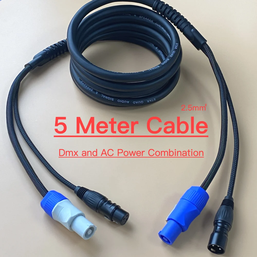 

5Meter Dmx Cable AC Power Cable 3x2.5mm² Combination Wire Powercon Plug 3Pin XLR Connector Stage Light Split Cables For DJ Audio