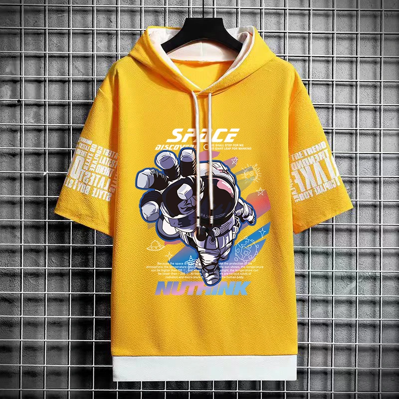 Moletom estampado na moda americana masculino, Hip Hop, Harajuku, T-shirt de rua, desenho animado com capuz, roupa casual masculina, streetwear