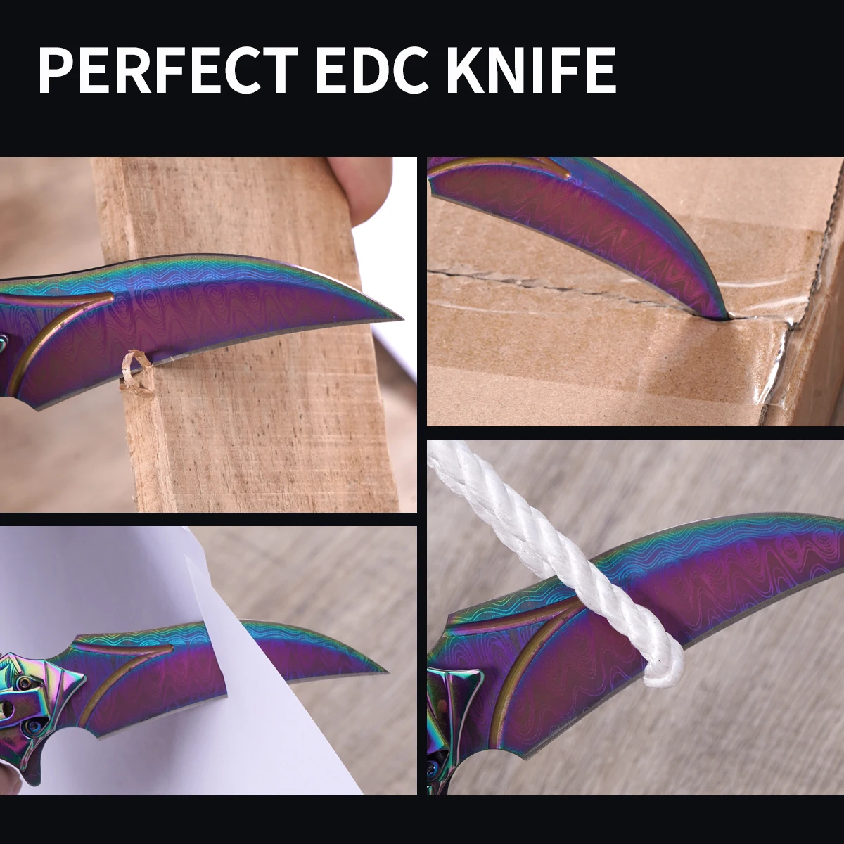 Ostry nóż składany ze stali nierdzewnej: męski taktyczny składany nóż wielofunkcyjny EDC, nóż do owoców z wyjątkowym, unikalnym wzorem. Idealny na kemping, wędrówki, eksploracje, do codziennego użytku, na ryby. Idealny prezent na Walentynki, Dzień Ojca itp.
