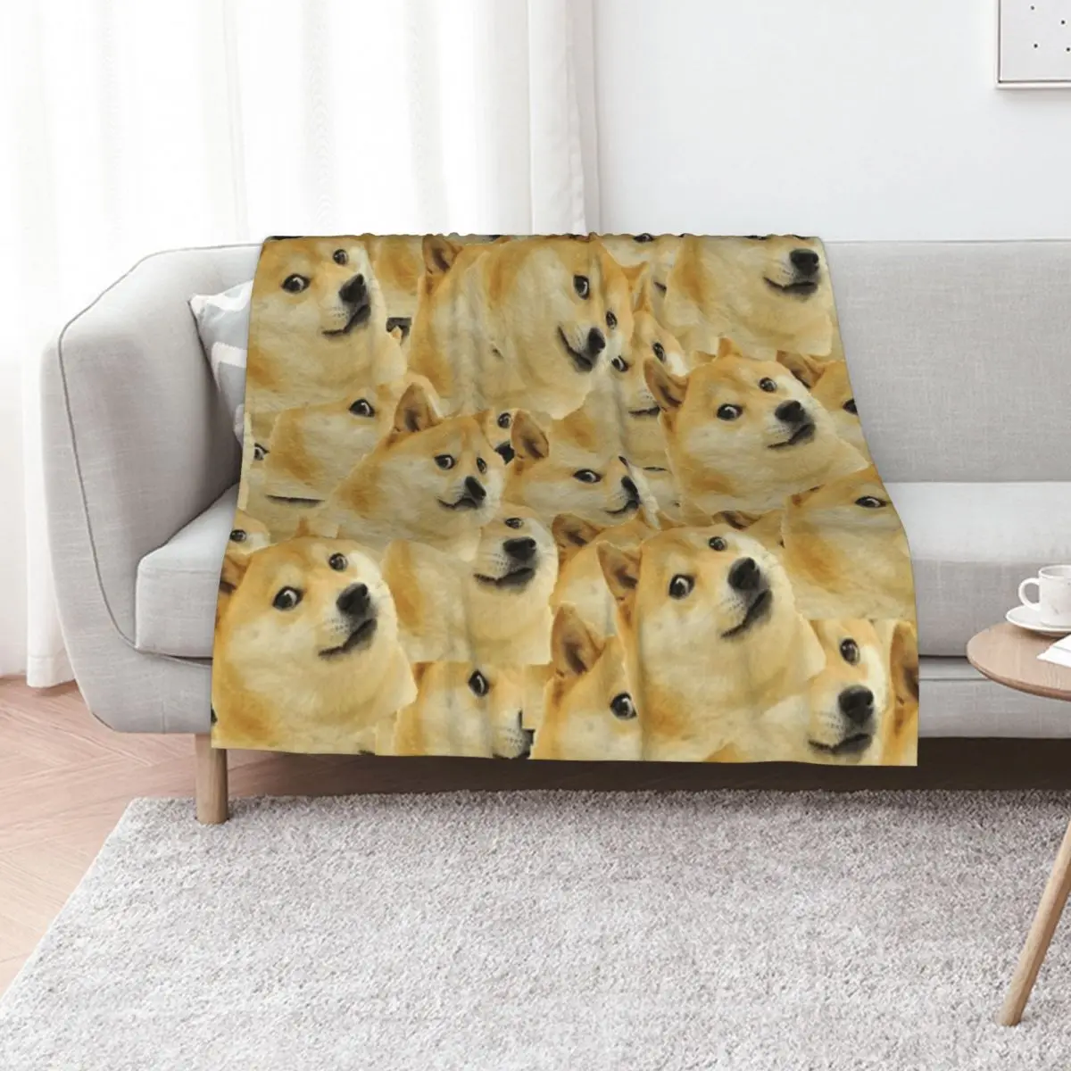Doge WOW Pattern Shiba Inu Doggo dog meme montage Throw Blanket Soft Plaid Soft Plaid Shaggy funny gift Travel Blankets