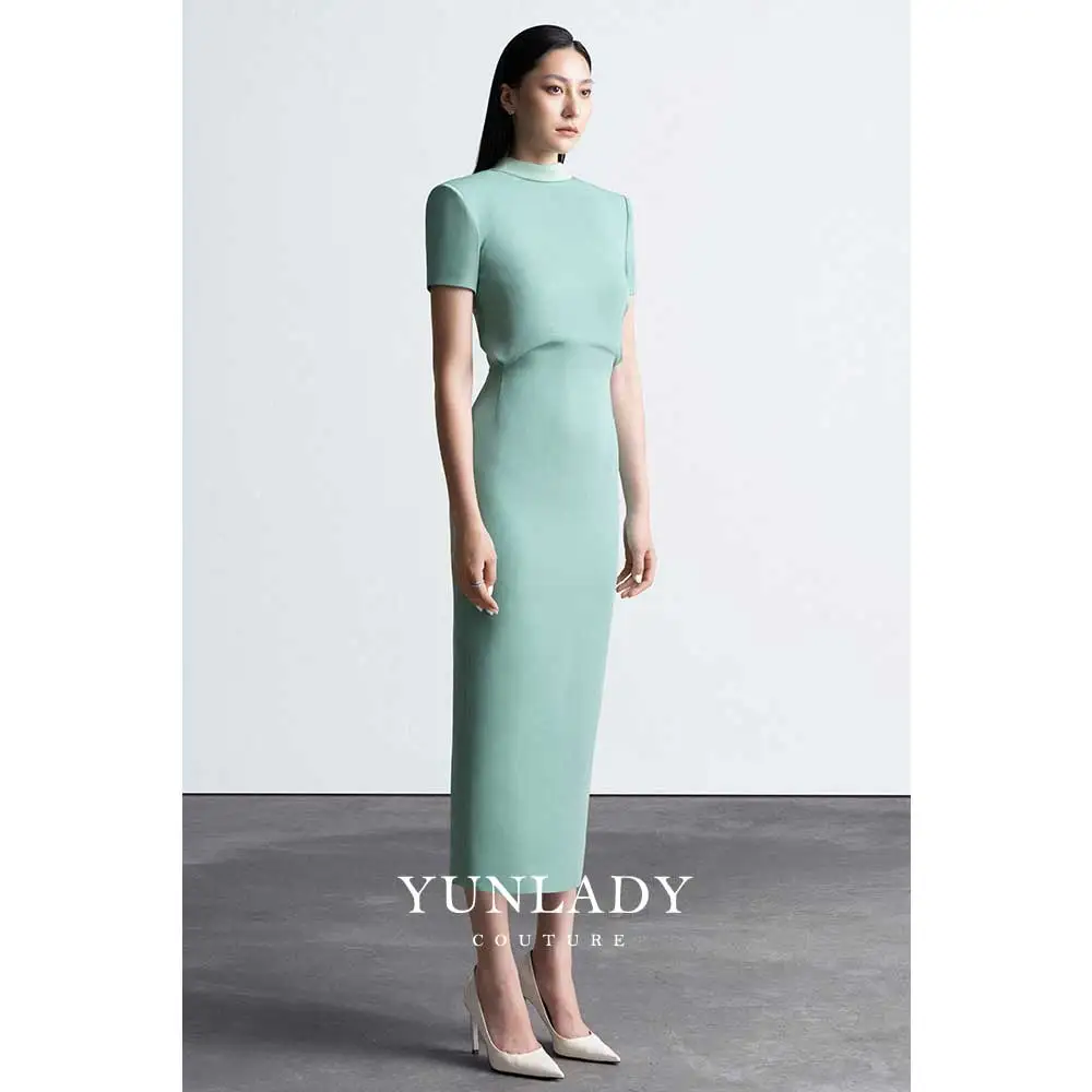 YUNLAN Gorgeous Saudi Ladies Wedding Party Guest Evening Dress 2024 Elegant Grass Green Special Occasion Midi Dress