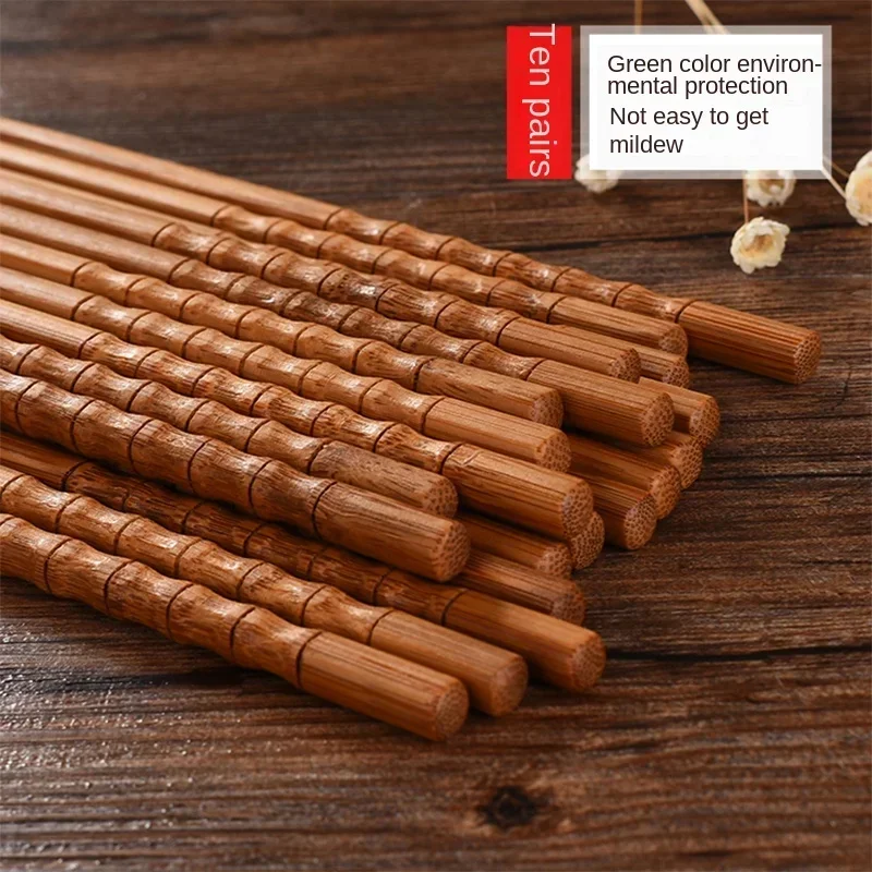 Household bamboo chopsticks family of 10 sets of mouldproof bamboo natural paintless waxless bamboo chopsticks