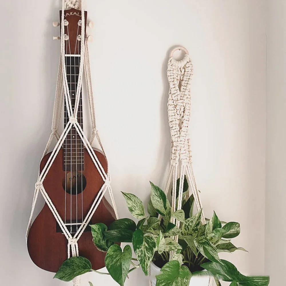 Bohemian Lace Woven Wall Hanging Tapestry Simple Guitar Musical Instrument Hanging Storage Bag Home Room Art Decoration