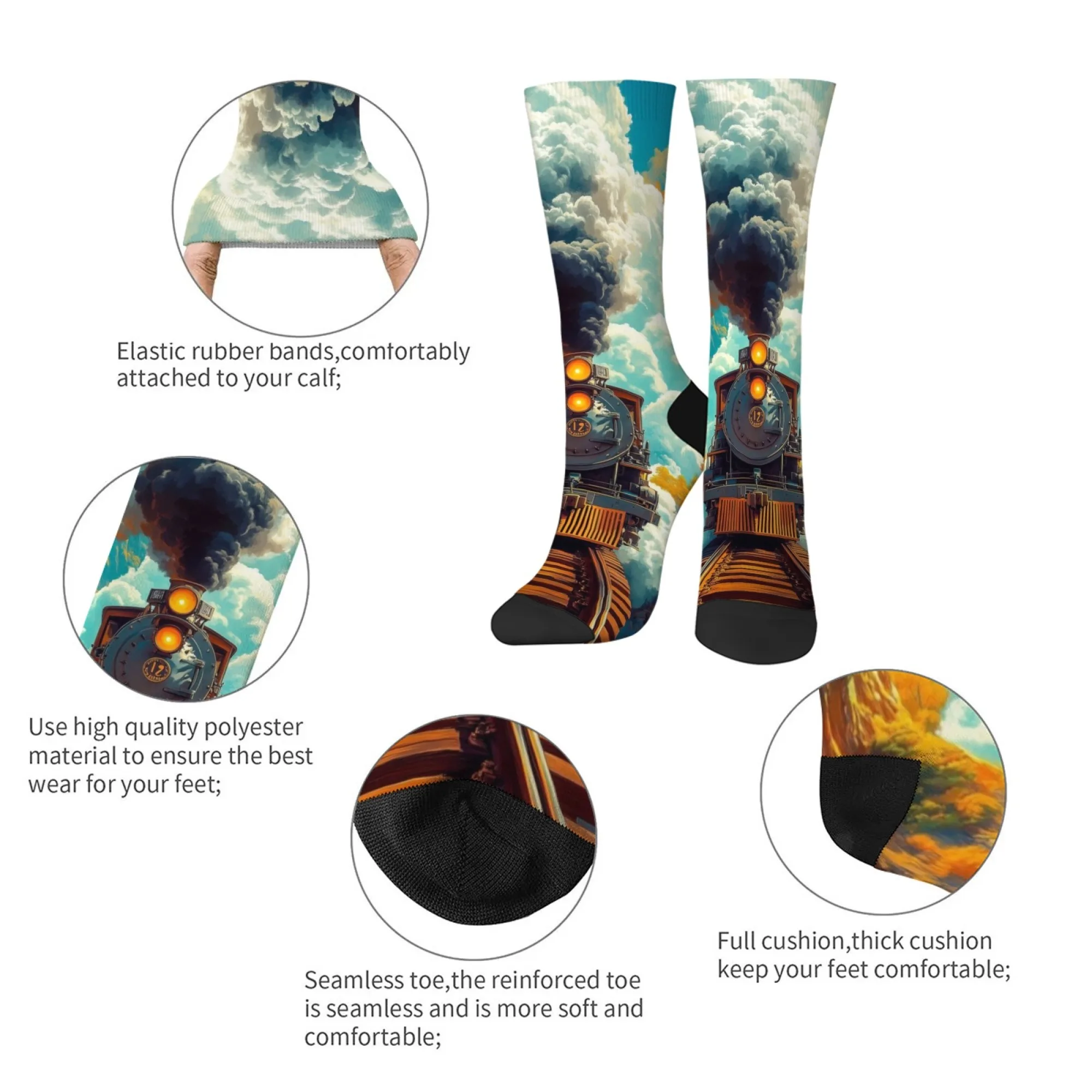 Calcetines de tren retro estilo Steampunk para hombre, calcetines deportivos informales a la moda, calcetines interesantes novedosos, cómodos, antideslizantes y cálidos