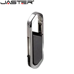 JASTER Leather USB 2.0 Carabiner Pen-Driven Business Flash Drive 4GB 8GB 16GB 32GB 64GB  Fashion Gift Memory stick