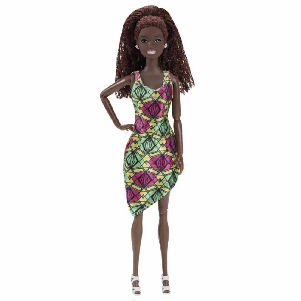 

Black Skin Supermodel Nude Doll With Dress Brown Hair African Girl Princess Doll Movable 30cm Black Princess Doll Kids Toys