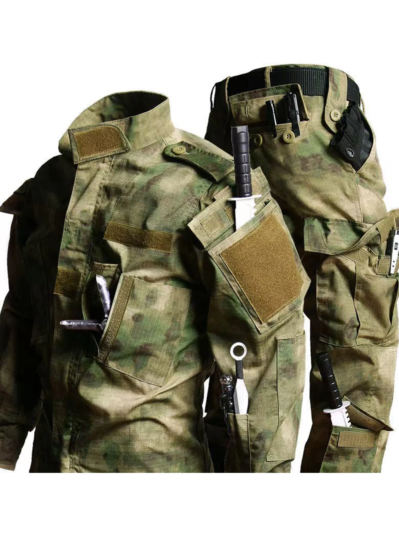 Tactical Jacket Pants Men's Clothing Outfit Camouflage Military ACU Uniform 2PC Set Training Wear Security Officer Uniforms