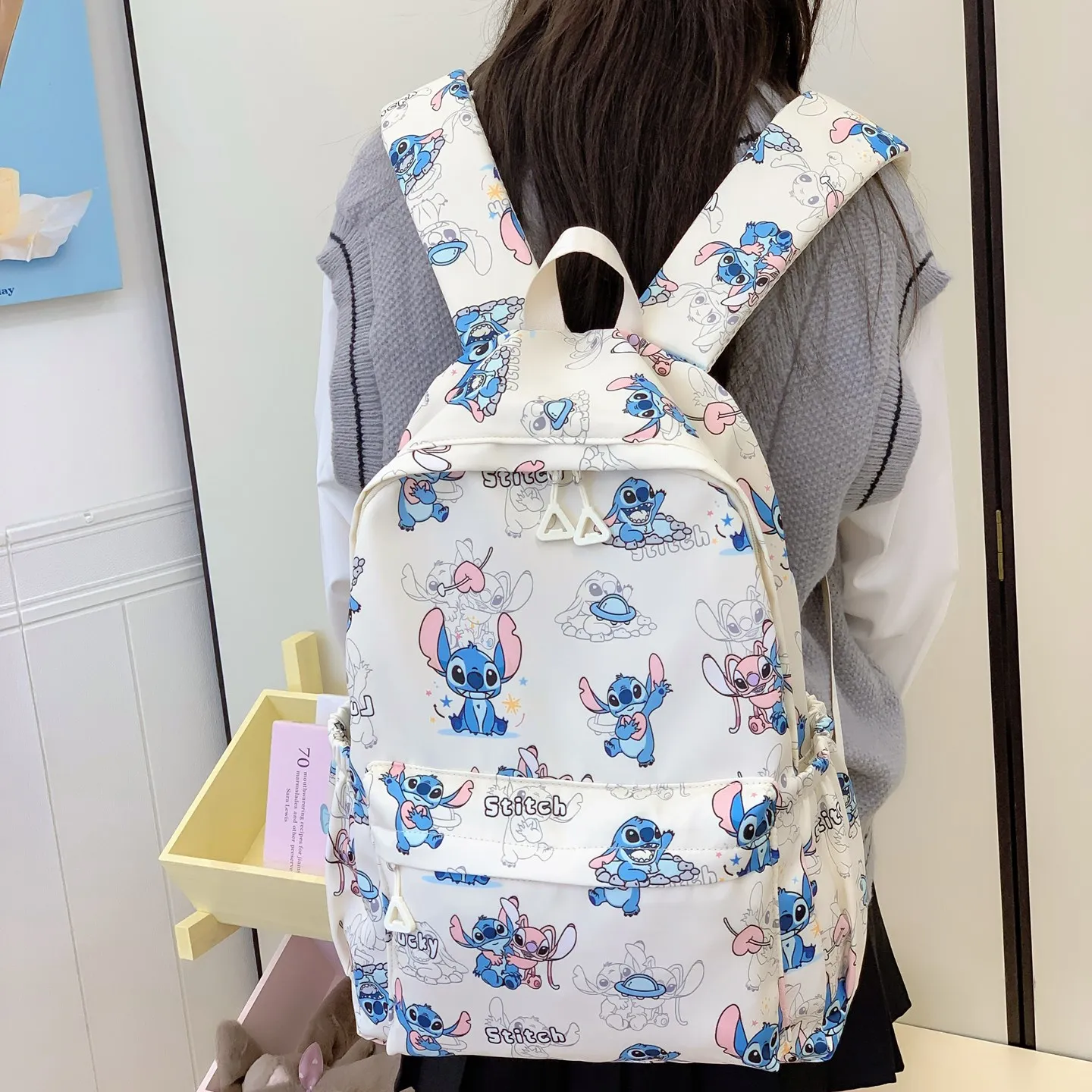 Mochila Stitch Anime, ligera, de gran capacidad, resistente al agua, para viajes escolares, regalo unisex de moda para parejas adolescentes