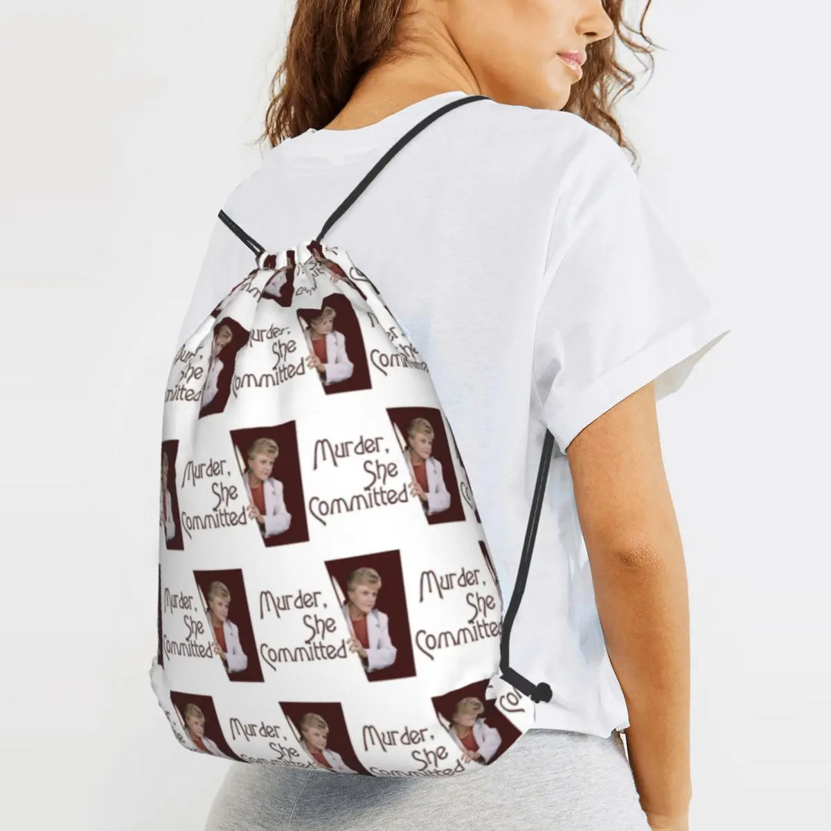 Jessica Fletcher, We Know Your Secret Backpacks Fashion Drawstring Bags Shoes Bag Book Bags for Travel School