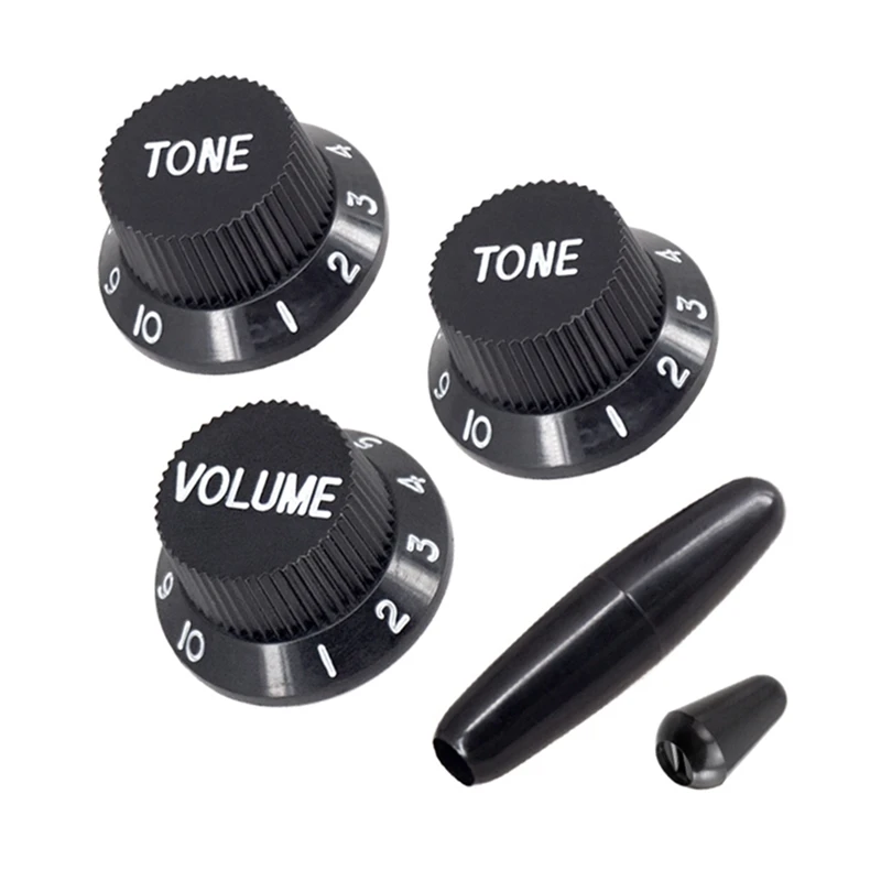 10 Set Plastic Guitar Strat Knobs 1 Volume And 2 Tone Control Knobs Set Electric Guitar,Black Replacement Spare Parts