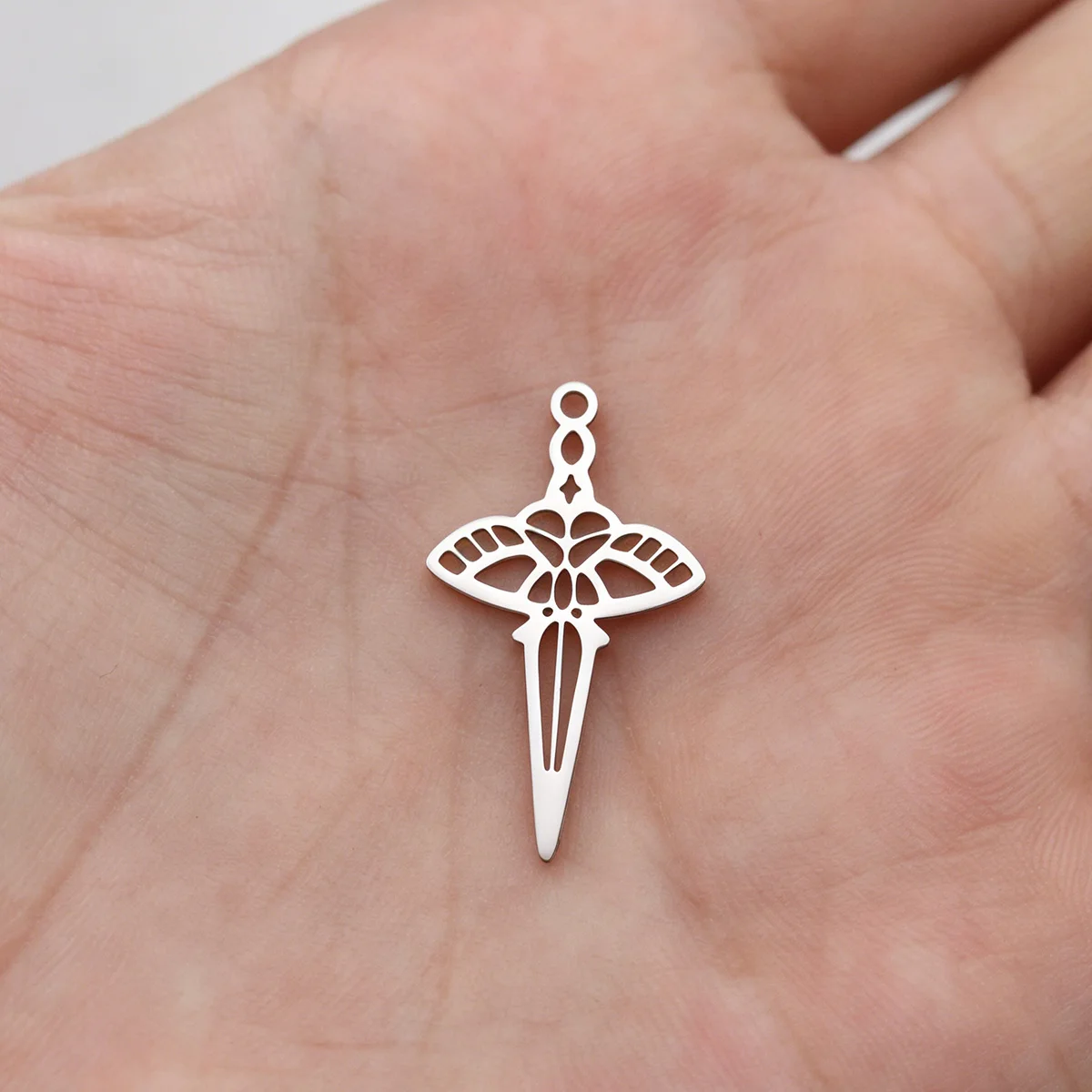 3pcs Vintage Hollow Moth Sword Stainless Steel Pendant Charms for Jewelry Making Trendy Necklace Waterproof Metal Accessories