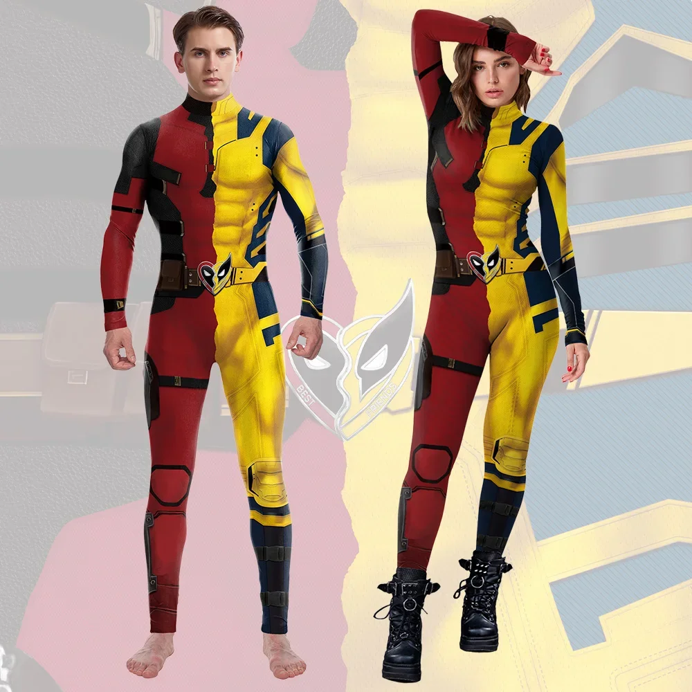 Wolverine Cosplay Man Catsuits Jumpsuit New Color Block Costume Swimwear Party for Adult Women's Zentai Bodysuits