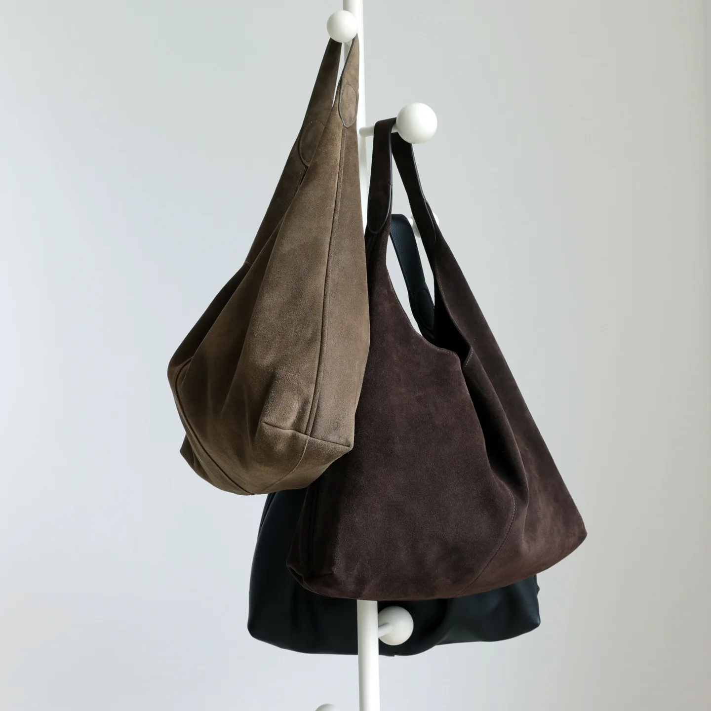 High-End Suede Leather Tote Bag Large Capacity Commuting Shoulder Bag Simple Casual Top Layer Cowhide Lazy Style
