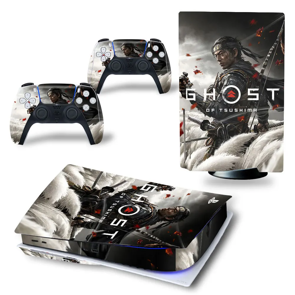 Tsushima  Game PS5 disk digital editon decal skin sticker for pS5 Console and two Controllers Vinyl stickers