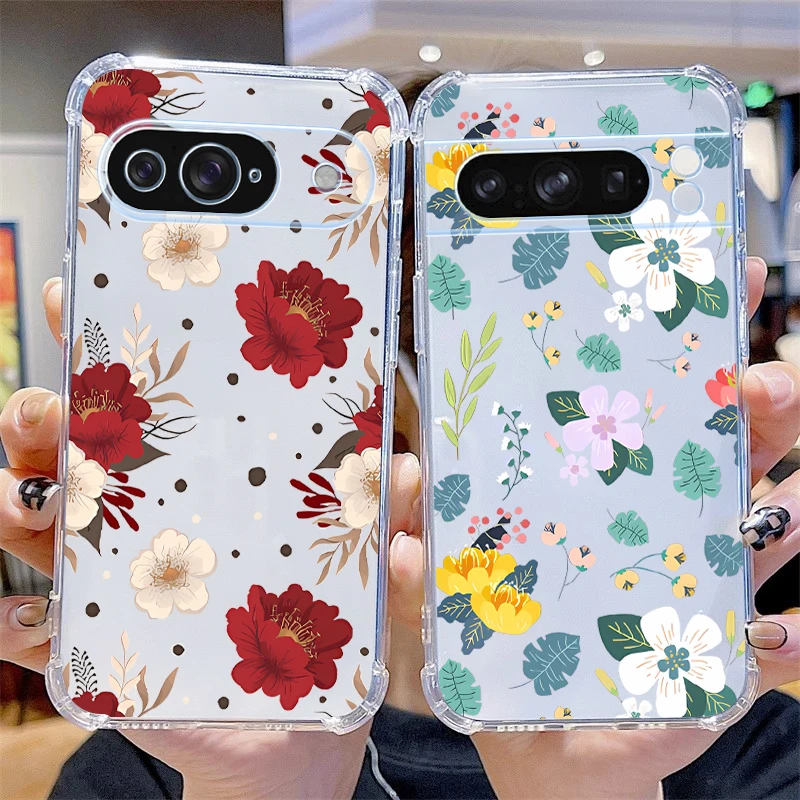 P ixel 8 Pro Spring Flowers Transparent Phone Case For Google Pixel 9Pro 8A 6A 6Pro 8Pro 9 7Pro 9ProXL 7A 6 8 7 Cover