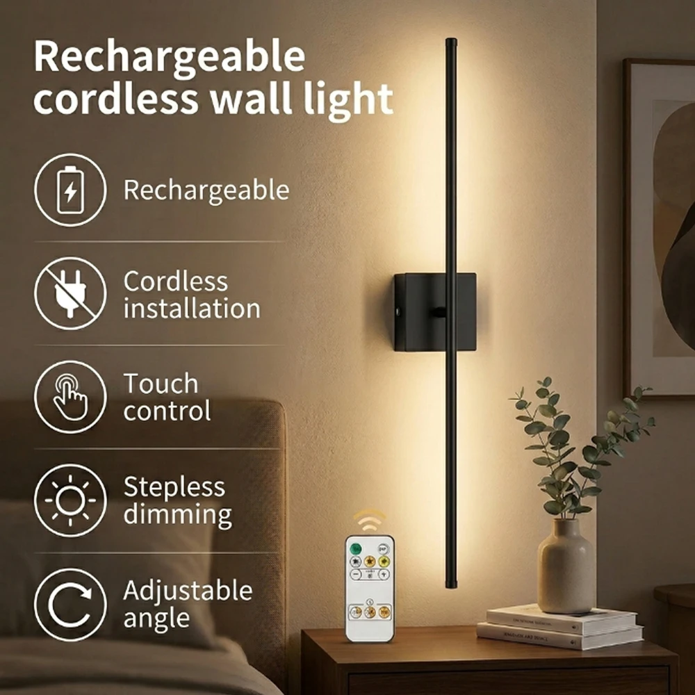 

LED Magnetic Rechargeable Wall Sconce Touching Square For Living Room Bedroom Hallway Study Room Cloakroom Indoor Lighting