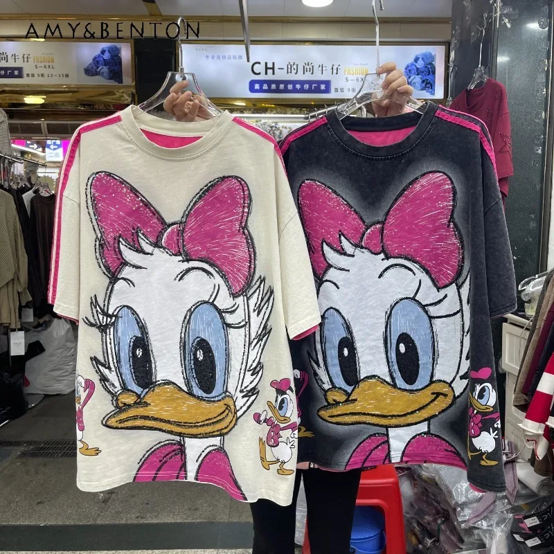 

Модная дизайнерская футболка для женщин в стиле Y2K, свободного кроя, оверсайз, популярная, с коротким рукавом, для ношения под одеждой, утягивающая, как верхняя одежда, топ