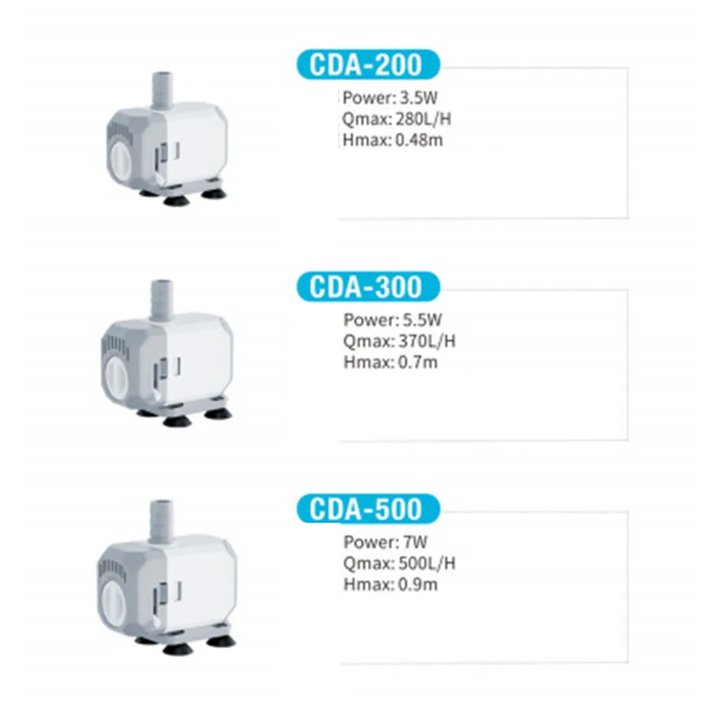 Pump for Fish Tank with Dual Suction Capability and Adjustable Flow Rate Suitable for Hydroponics and Fountains