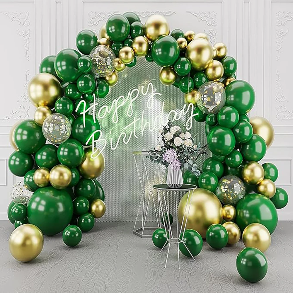 Palloncini verde scuro ghirlanda oro metallizzato coriandoli Kit arco palloncino in lattice decorazioni verdi natalizie Globos decorazione festa di