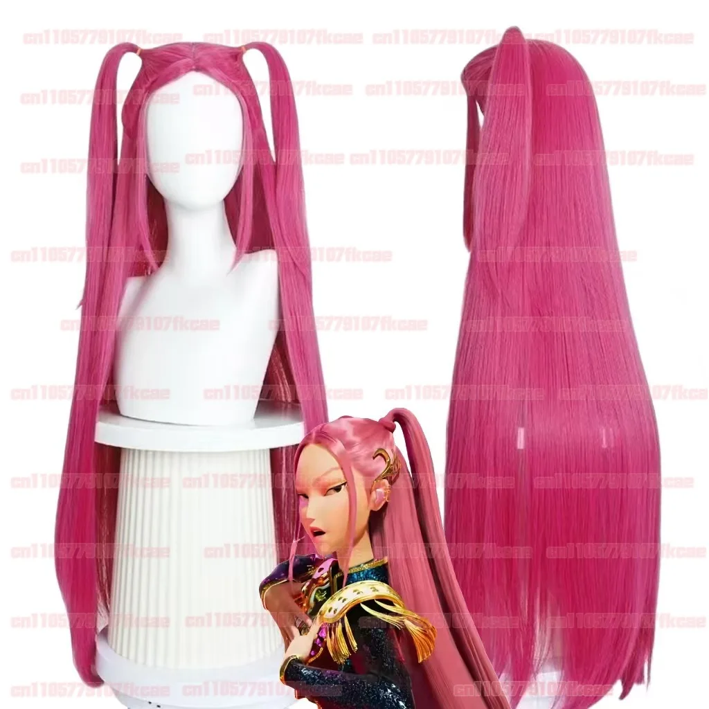 K-pop grupo de chicas Mira Zoey Rumi peluca de Cosplay película peluca de juego de rol Pinkpurple peluca corta sintética larga negra para mujeres y niñas