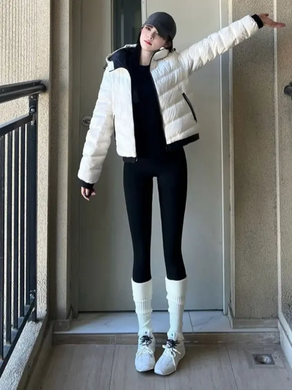 

Korean Sle Faionable ort Cotton Jaet with Hood Unique Small Size Winter Outerwear Super Cute Commute Straight Cut