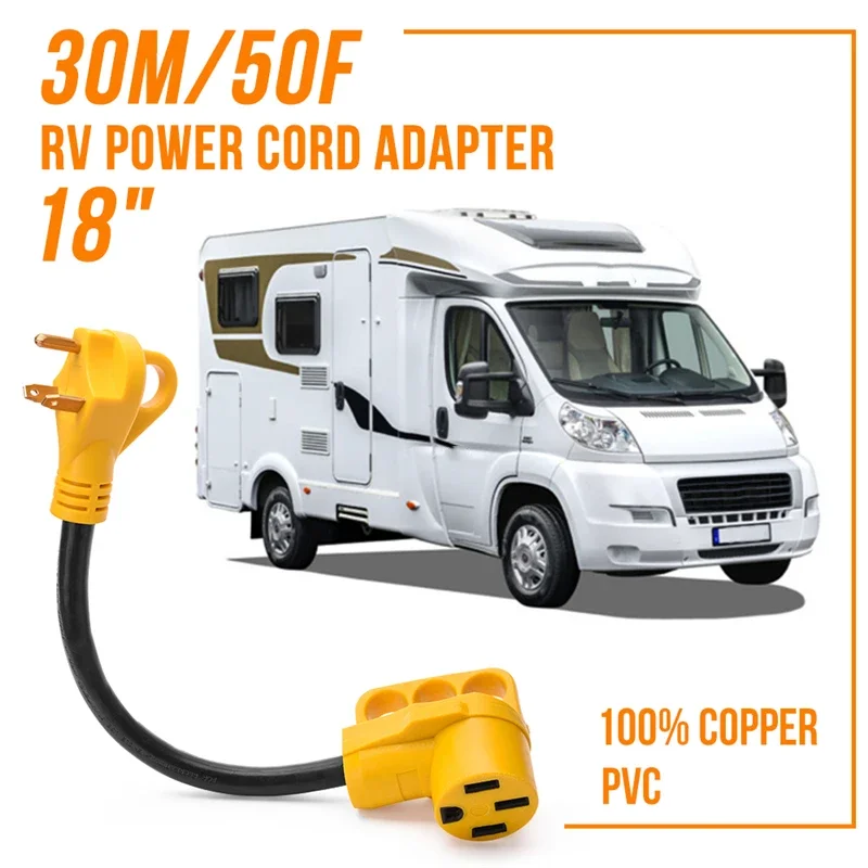 

Caravan Adapter Cable 30 Amp To 50 Amp RV electrical adapter RV Power Cord Plug Adapter Power Grip Handles Design For caravans