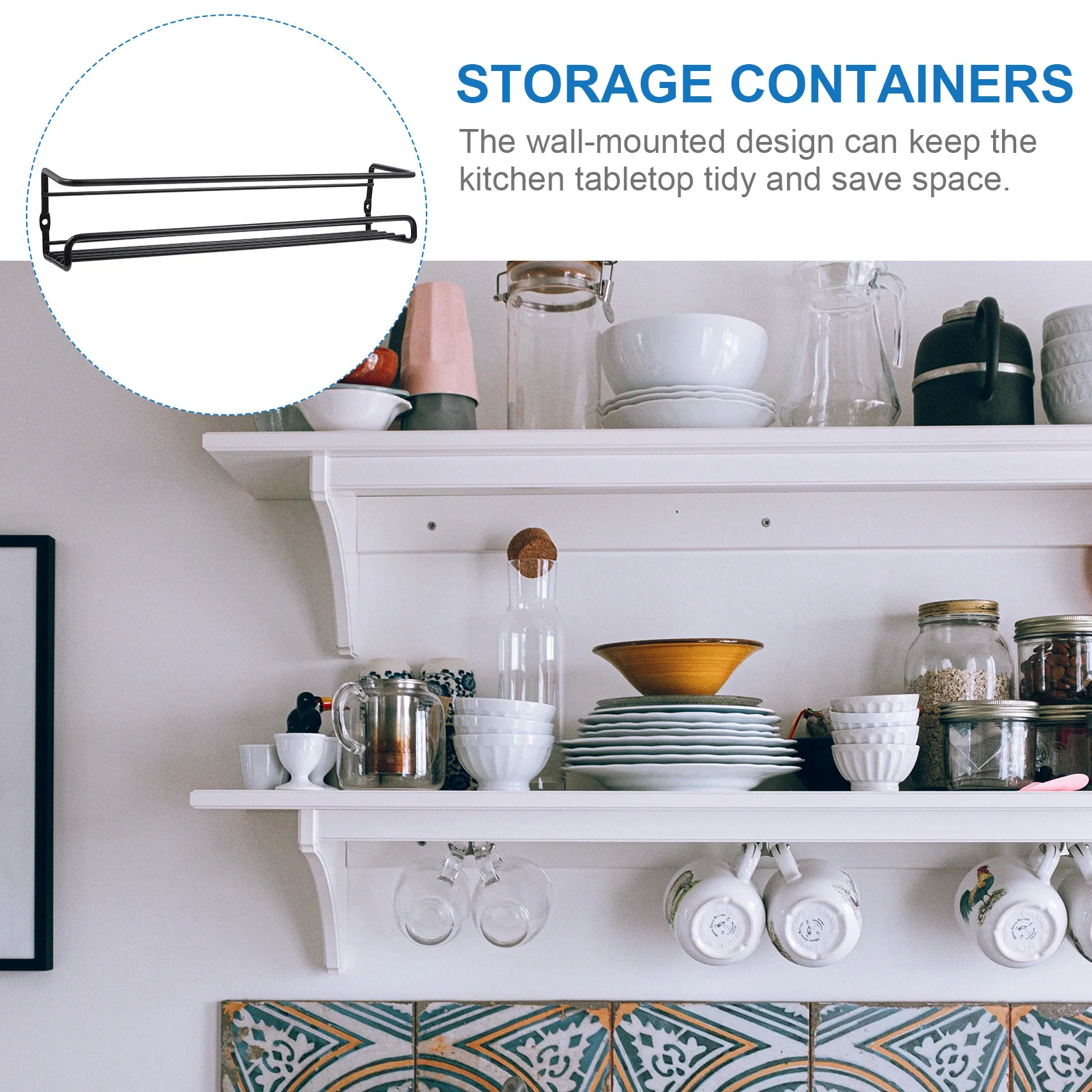 

2Pcs Kitchen Seasoning Storage Racks Wall-Mounted Rack High-Quality Material Practical Versatile Design Black Storage Containers