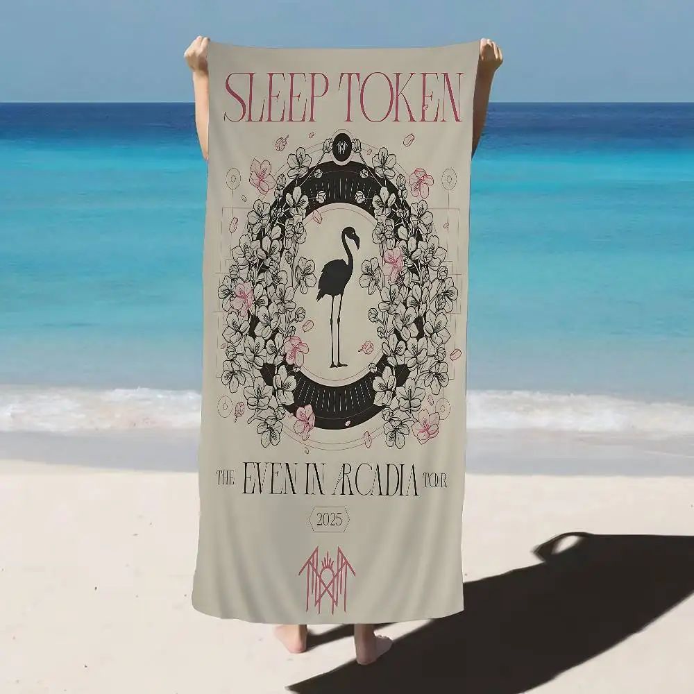 Sleep Rock Band T-Token Bath Towel Microfiber Soft Water Absorbing Breathable For Girl Kids Decorative Cartoon Beach Towel